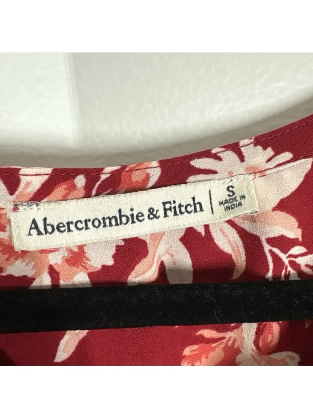Abercrombie & Fitch Women S Red Floral Puff Sleeve Twist Knot Front Crop Blouse